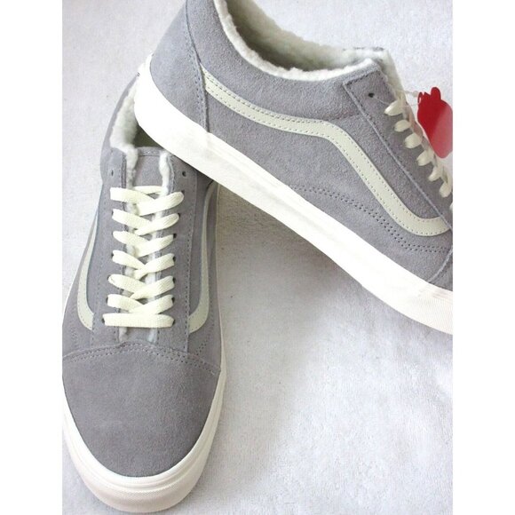 Vans Men's Old Skool Cozy Hug Sherpa Lined Suede Shoes Drizzle White Sizes NIB - Picture 4 of 5
